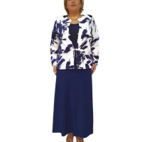 compleu cochet floral 3 piese bleumarin